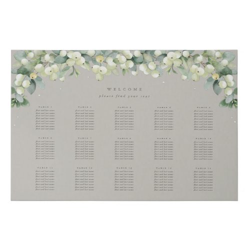 Greige 36x24 15 Tables of 8 Wedding Seating Chart  Faux Canvas Print