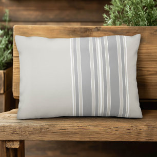 Greige and Gray Stripes Off-Center Modern #D3CFC7 Decorative Pillow
