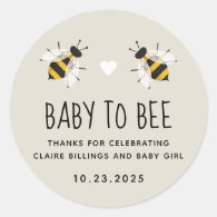 Greige Baby to Bee Honey Shower Favor Classic Round Sticker