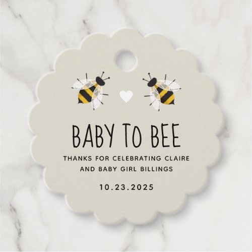 Greige Baby to Bee Honey Shower Favor Tag
