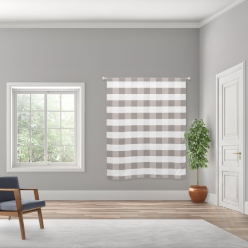 Greige BuffaloGingham CheckPlaid Farmhouse Blackout Curtains