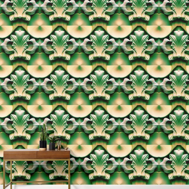 Greige clamshell wallpaper  (Hallway)