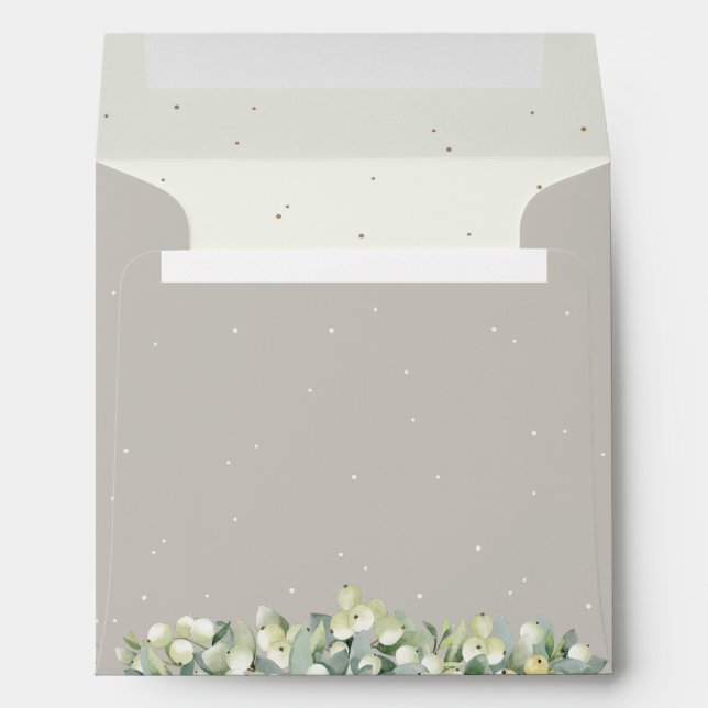Greige/Cream Inner Snowberry+Eucalyptus Square Envelope (Back (Bottom))