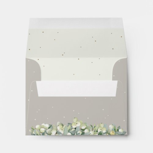 GreigeCream Inner SnowberryEucalyptus Wedding A2 Envelope
