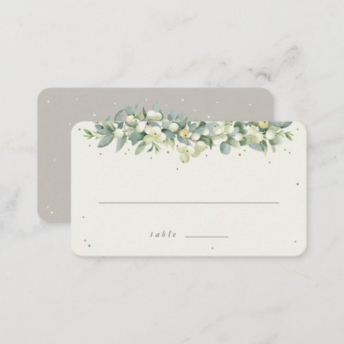 GreigeCream SnowberryEucalyptus Wedding Flat Place Card