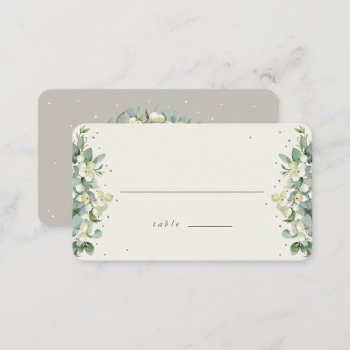 GreigeCream SnowberryEucalyptus Wedding Flat Place Card