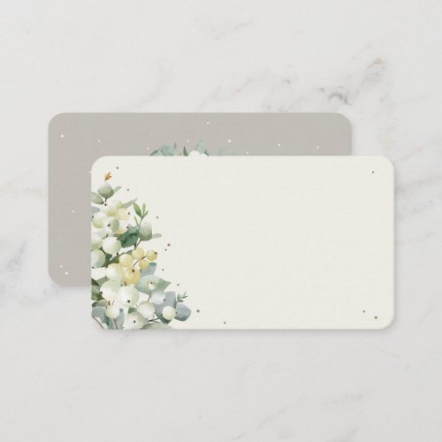 GreigeCream SnowberryEucalyptus Winter Wedding Place Card