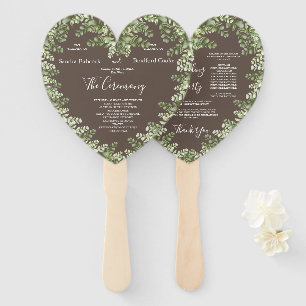 Greige Eucalyptus Fall Autumn heart Shaped Hand Fan