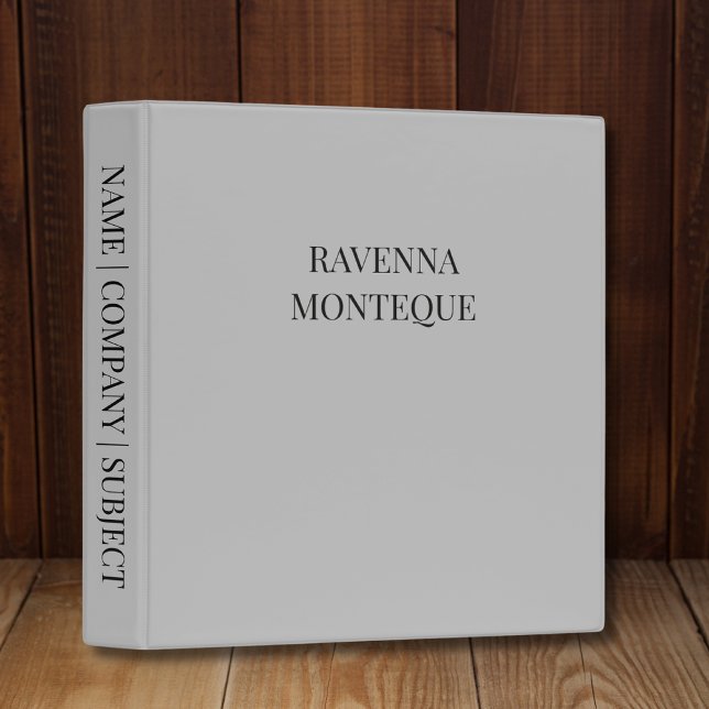 Greige Luxury Serif Personalized Custom Name 3 Ring Binder (Creator Uploaded)