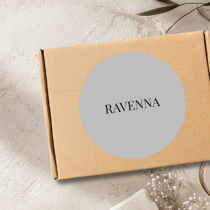 Greige Luxury Serif Personalized Custom Name Classic Round Sticker