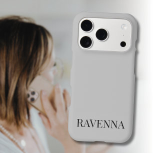 Greige Luxury Serif Personalized Custom Name iPhone 17 Pro Case