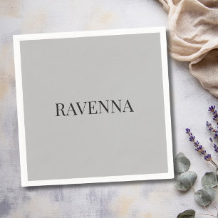 Greige Luxury Serif Personalized Custom Name Napkins