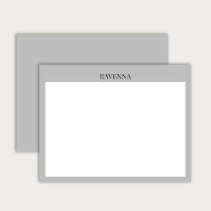 Greige Luxury Serif Personalized Custom Name Note Card
