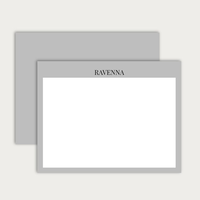 Greige Luxury Serif Personalized Custom Name Note Card (Creator Uploaded)