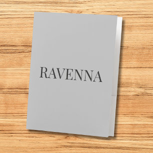 Greige Luxury Serif Personalized Custom Name Pocket Folder