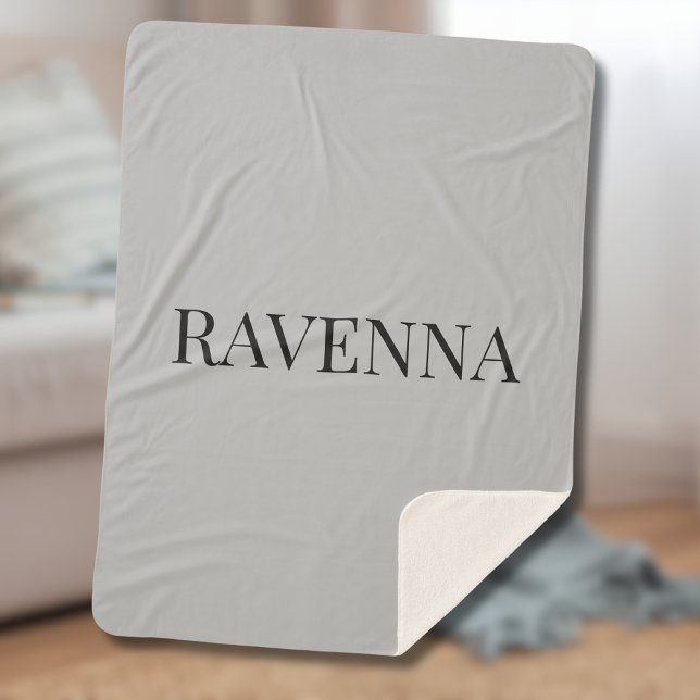 Greige Luxury Serif Personalized Custom Name Sherpa Blanket (Creator Uploaded)