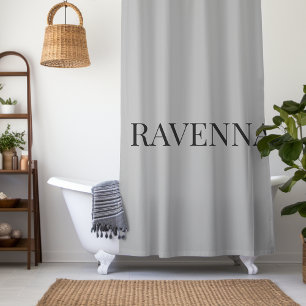 Greige Luxury Serif Personalized Custom Name Shower Curtain
