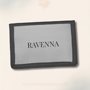 Greige Luxury Serif Personalized Custom Name Tri-fold Wallet