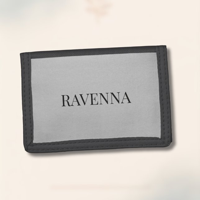 Greige Luxury Serif Personalized Custom Name Trifold Wallet (Creator Uploaded)