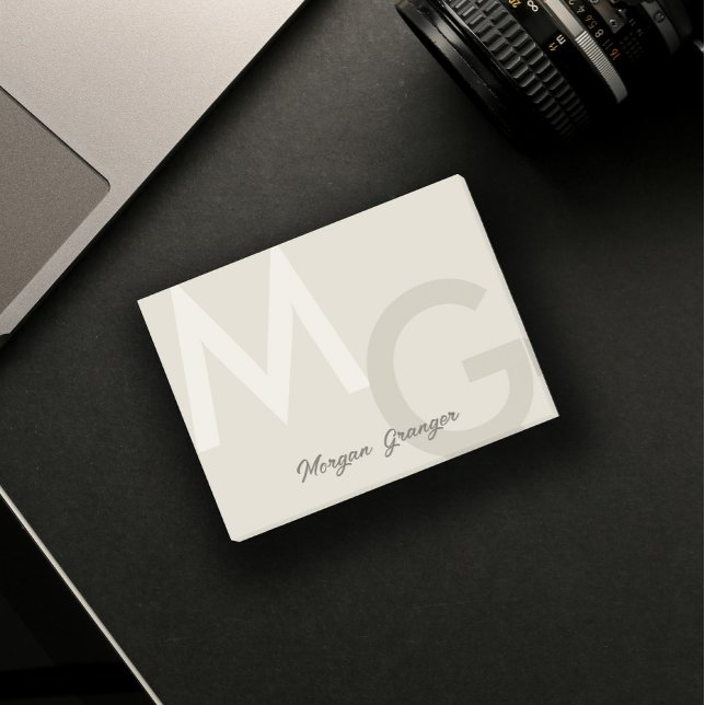 Greige Minimal Clean Modern Large Monogram Post-it Notes (Creator Uploaded)