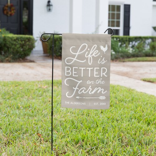 Greige  Personalized Life is Better on the Farm Garden Flag