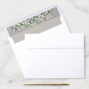 Greige Snowberry+Eucalyptus A10 (8.75x6.5” Invite) Envelope Liner