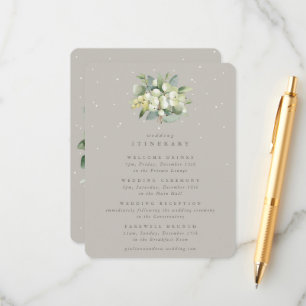 Greige Snowberry+Eucalyptus Bouquet Itinerary Enclosure Card