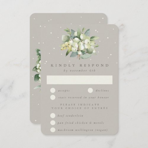 Greige SnowberryEucalyptus Bouquet Wedding RSVP Card