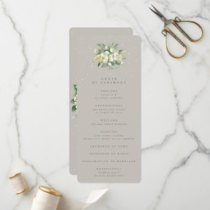 Greige Snowberry+Eucalyptus Bouquet Winter Wedding Program
