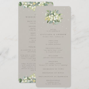 Greige Snowberry+Eucalyptus Bouquet Winter Wedding Program