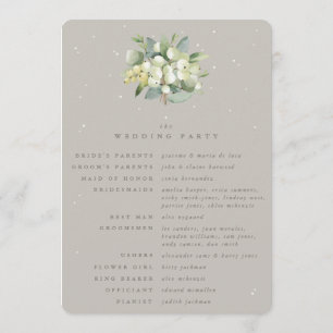 Greige Snowberry+Eucalyptus Bouquet Winter Wedding Program