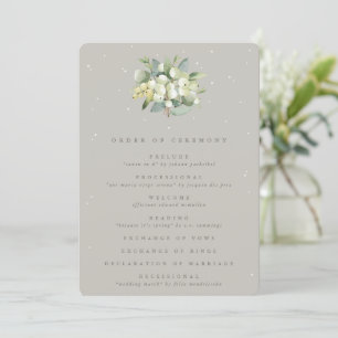 Greige Snowberry+Eucalyptus Bouquet Winter Wedding Program