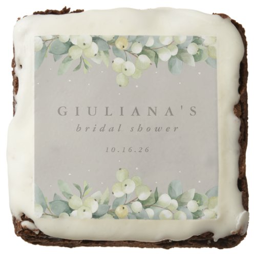 Greige SnowberryEucalyptus Bridal Shower Brownie