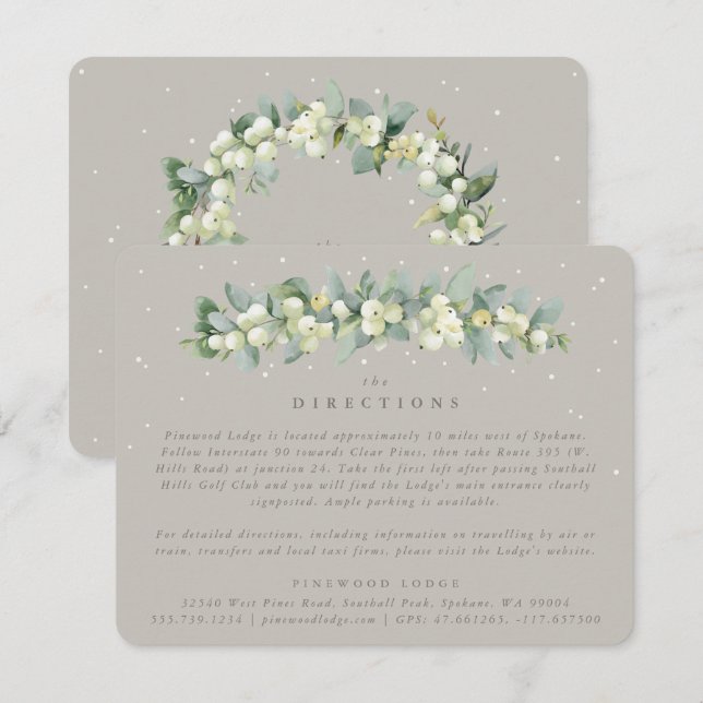 Greige Snowberry+Eucalyptus Garland Directions Enclosure Card (Front/Back)
