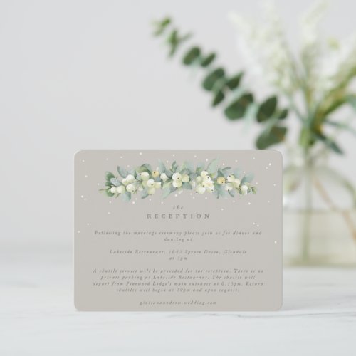 Greige SnowberryEucalyptus Garland Reception Enclosure Card