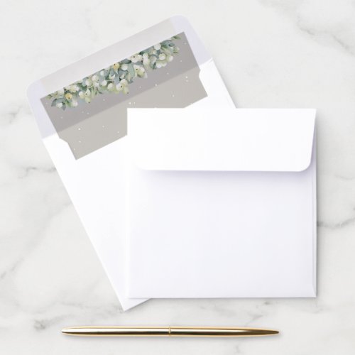 Greige SnowberryEucalyptus Square 525 cards Envelope Liner