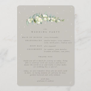 Greige Snowberry+Eucalyptus Stem Winter Wedding Program