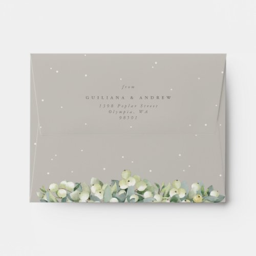 Greige SnowberryEucalyptus Wedding A2 Enclosure Envelope