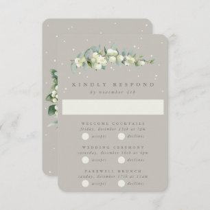 Greige Snowberry+Eucalyptus Wedding Multi-Event RSVP Card