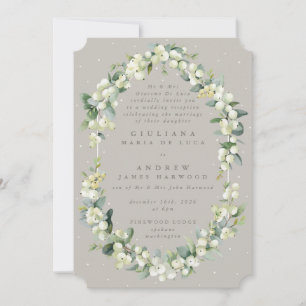 Greige Snowberry+Eucalyptus Wedding Reception Only Invitation