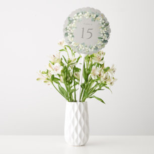 Greige Snowberry+Eucalyptus Wedding Table Number Balloon