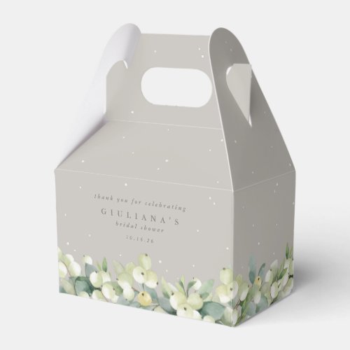 Greige SnowberryEucalyptus Winter Bridal Shower Favor Boxes