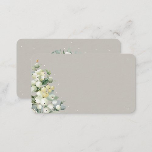 Greige SnowberryEucalyptus Winter Wedding Flat Place Card