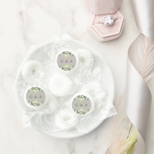 Greige SnowberryEucalyptus Winter Wedding Life Saver Mints