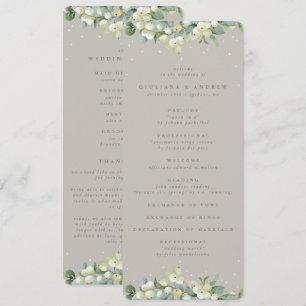 Greige Snowberry+Eucalyptus Winter Wedding Program