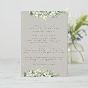 Greige Snowberry+Eucalyptus Winter Wedding Program