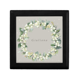 Greige Snowberry+Eucalyptus Wreath Winter Wedding  Gift Box