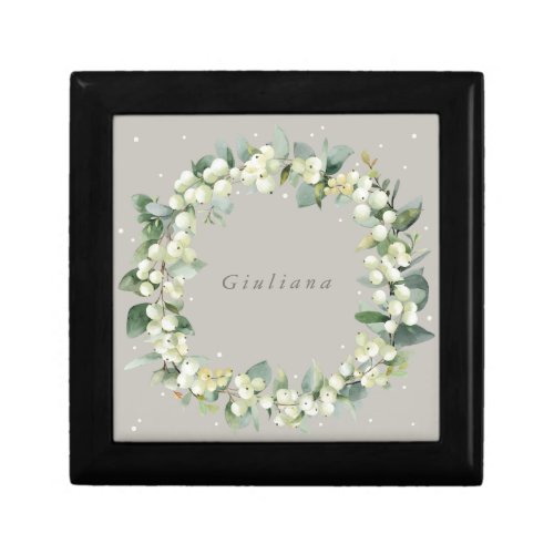 Greige SnowberryEucalyptus Wreath Winter Wedding  Gift Box