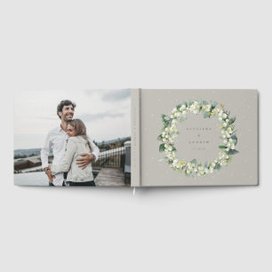 Greige Snowberry+Eucalyptus Wreath Winter Wedding Guest Book