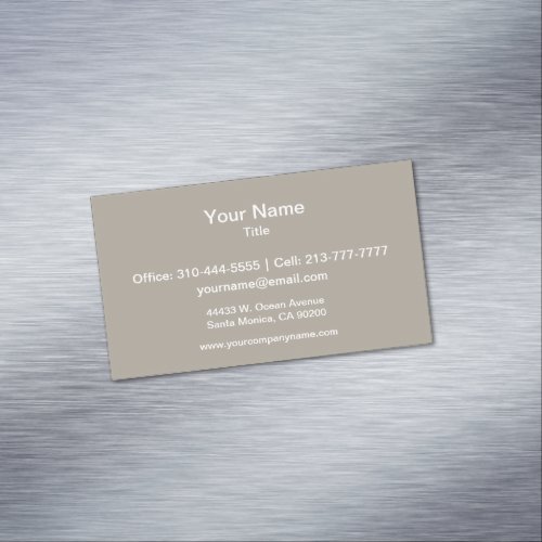 Greige Solid Color Customize It Magnetic Business Card